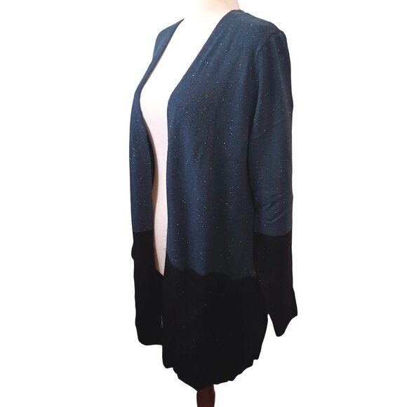 Love Ellie, Size L, Teal & Black Colorblock Knit Duster‎ Cardigan with Pockets - Picture 2 of 13